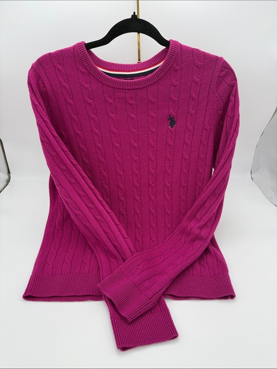 U.S. Polo Assn. Sweaters - U.S. Polo Assn. Cable Crew Sweater - Raspberry Pink